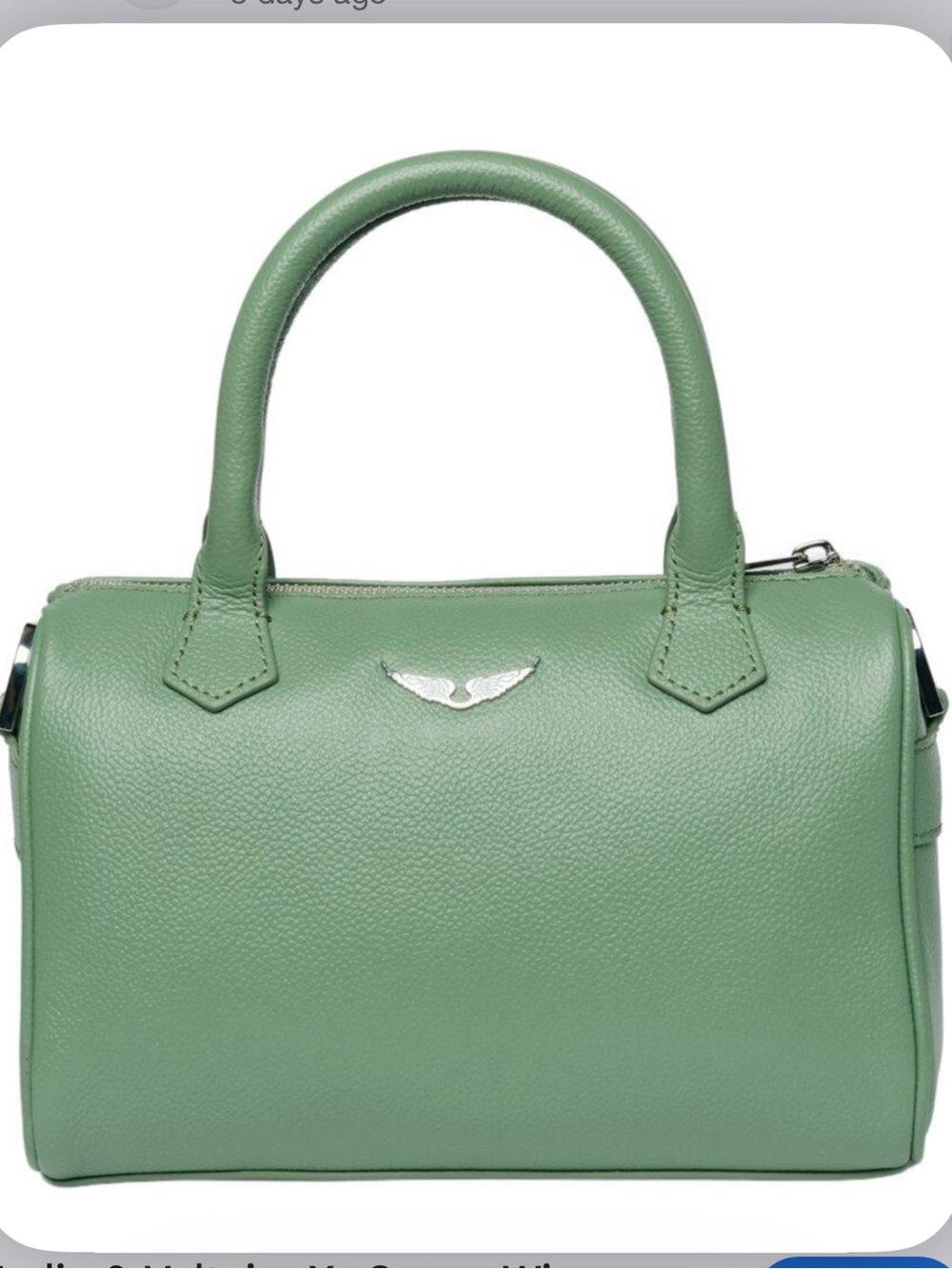 NWT ZADIG & VOLTAIRE XS Sunny Wings Grained Leather Bag, Soul Green